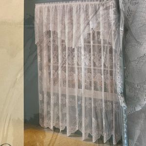 Scalloped Lace White Curtain - one panel